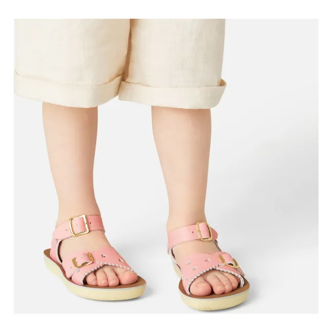 Sweetheart Waterproof Leather Sandals | Candy pink