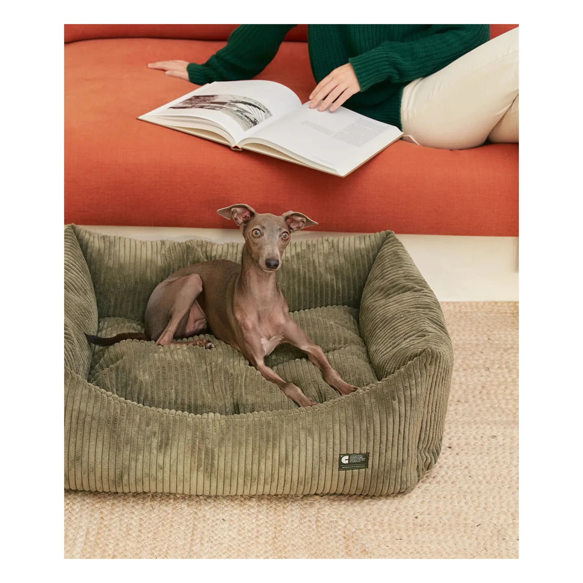 Panier pour chien en velours côtelé Snozy | Vert- Image produit n°6