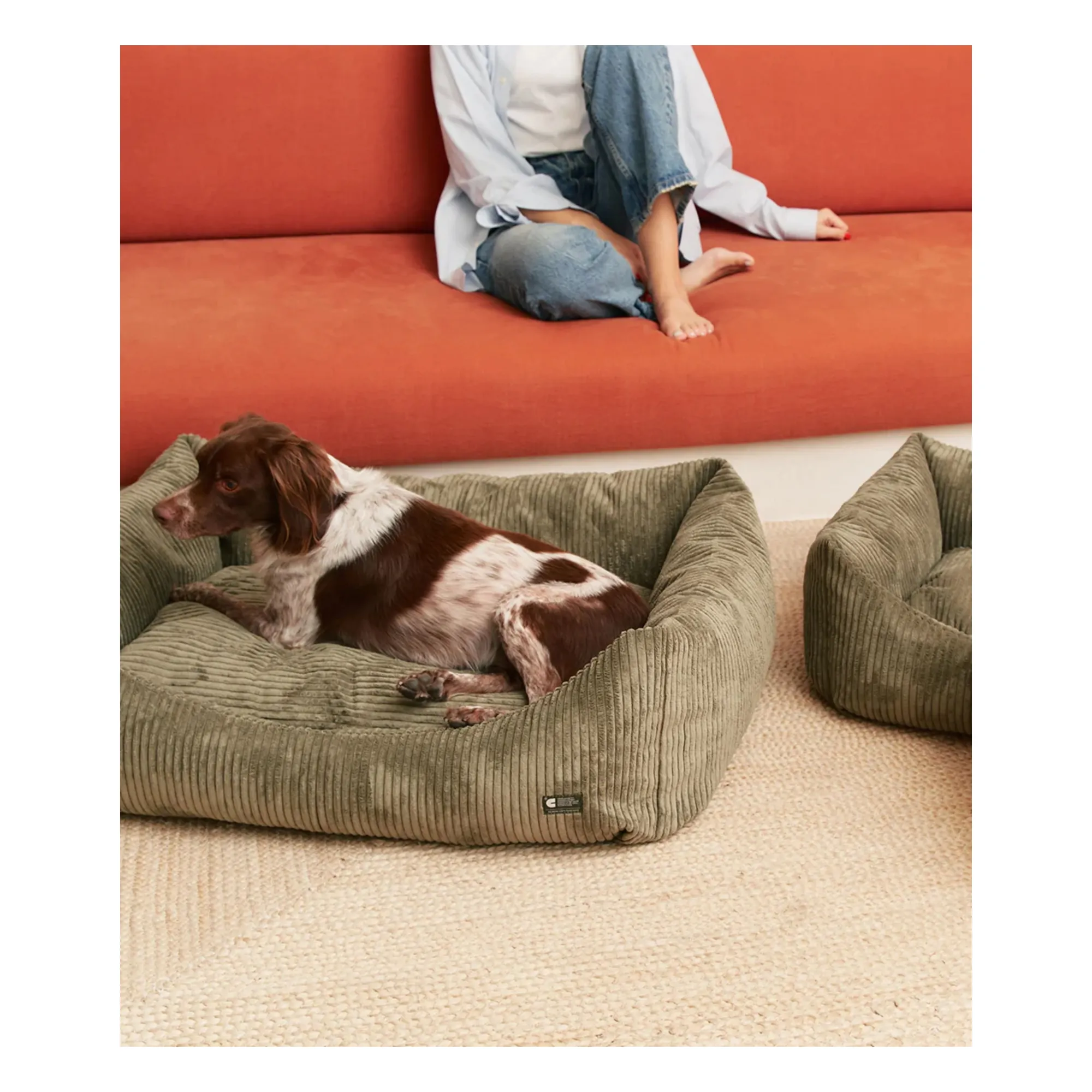 Panier pour chien en velours côtelé Snozy | Vert- Image produit n°2