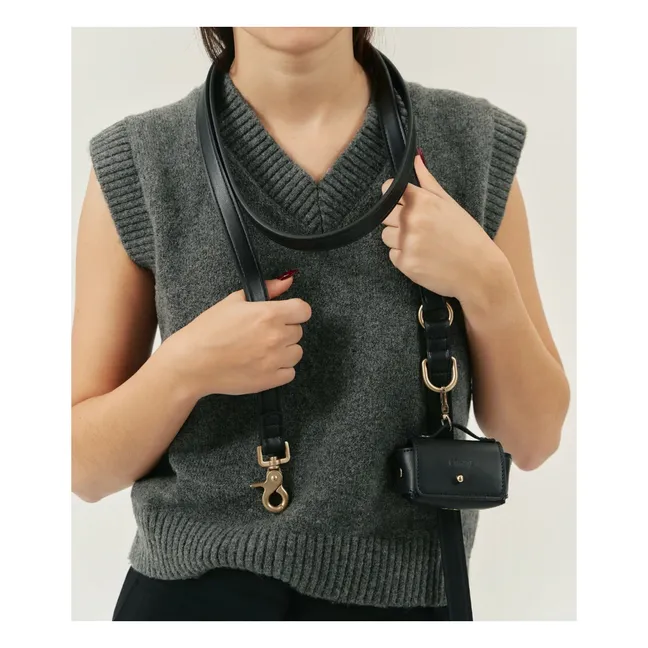 Correa para perro de cuero vegano | Negro