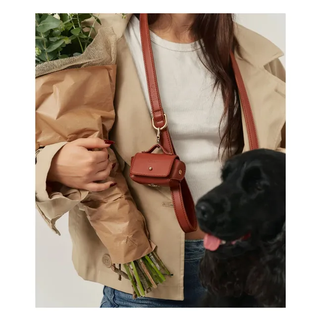 Dispensador de bolsos de cuero vegano | Marrón