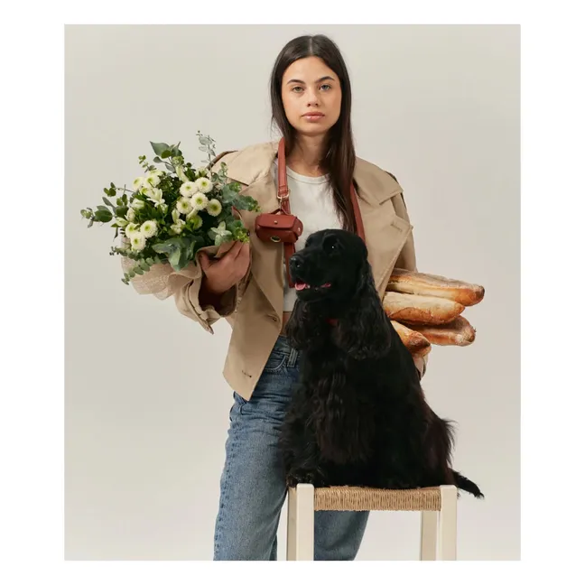 Dispensador de bolsos de cuero vegano | Marrón