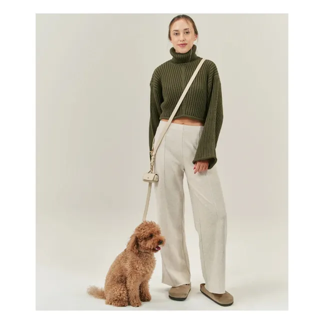 Correa para perro de cuero vegano de 3 posiciones | Beige