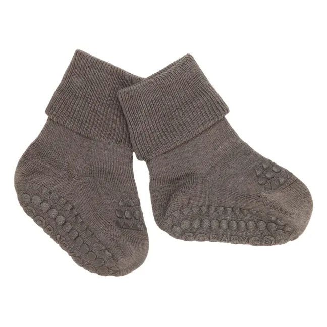 Chaussettes Antidérapantes Laine Mérinos | Marron