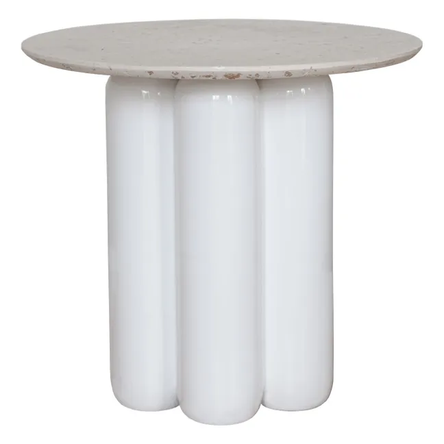 Table d'appoint avec plateau en matière recyclée | Blanc