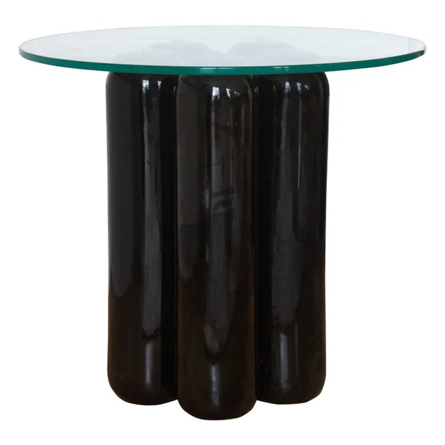 Table d'appoint avec plateau en verre | Noir