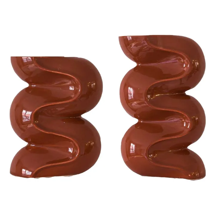 Bougeoirs Ganache - Set de 2 | Terracotta- Image produit n°0
