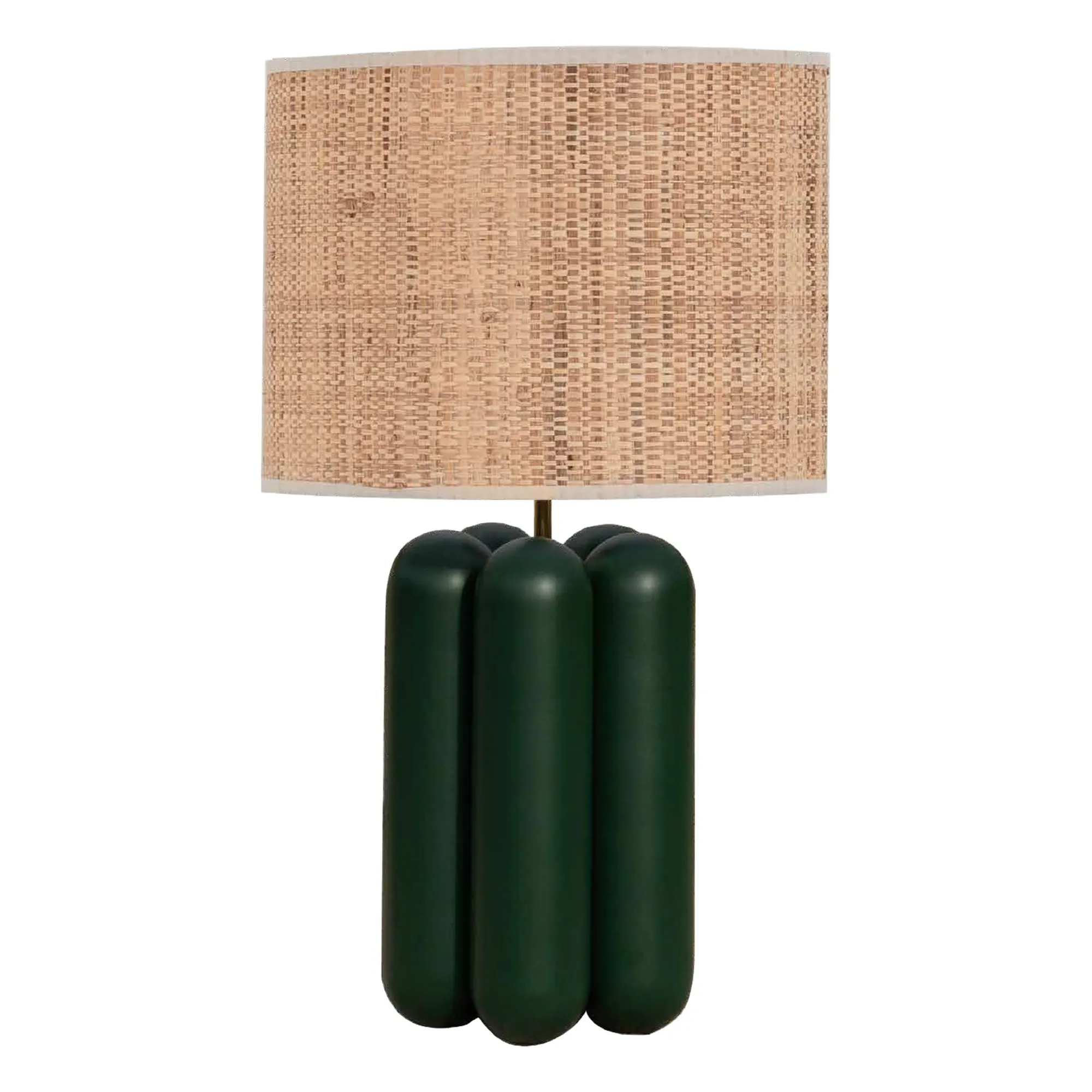 Cosin Dark Green Table Lamp With Raffia Shade Charlotte