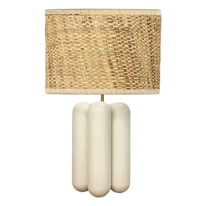 Lampe à poser abat-jour en raphia Charlotte | Crème- Image produit n°0