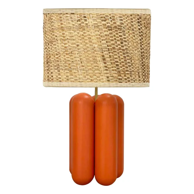 Lampe à poser abat-jour en raphia Charlotte | Corail