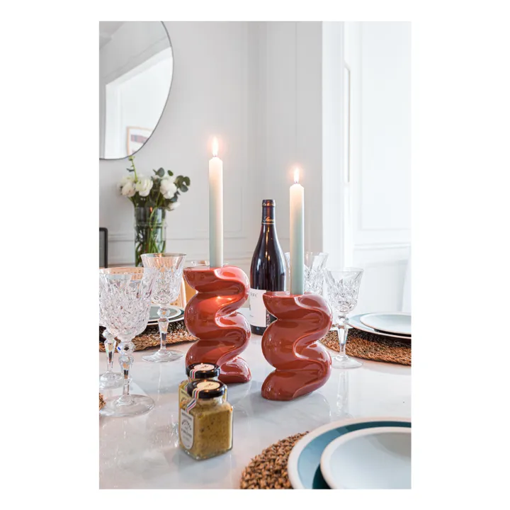 Bougeoirs Ganache - Set de 2 | Terracotta- Image produit n°1