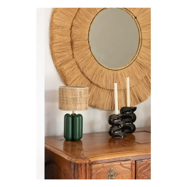 Lampe à poser abat-jour en raphia Charlotte | Vert foncé