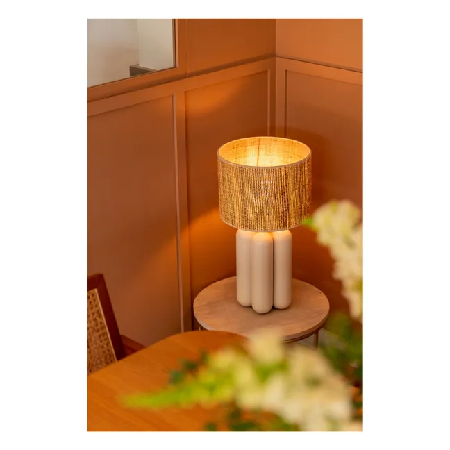 Lampada da tavolo con paralume in rafia Charlotte | Crema