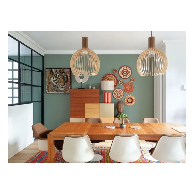 Tischlampe mit Bastschirm Charlotte | Korallenfarben