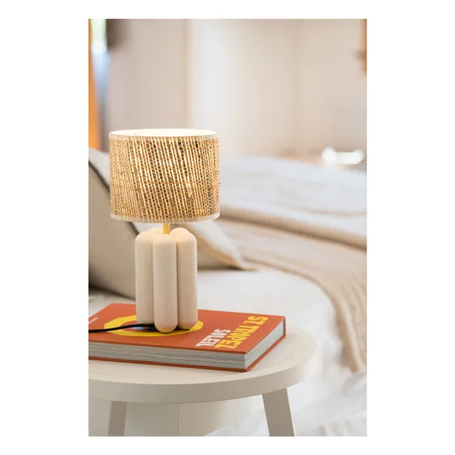 Tischlampe mit Bastschirm Charlotte | Cremefarben