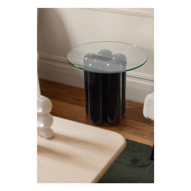 Table d'appoint avec plateau en verre | Noir
