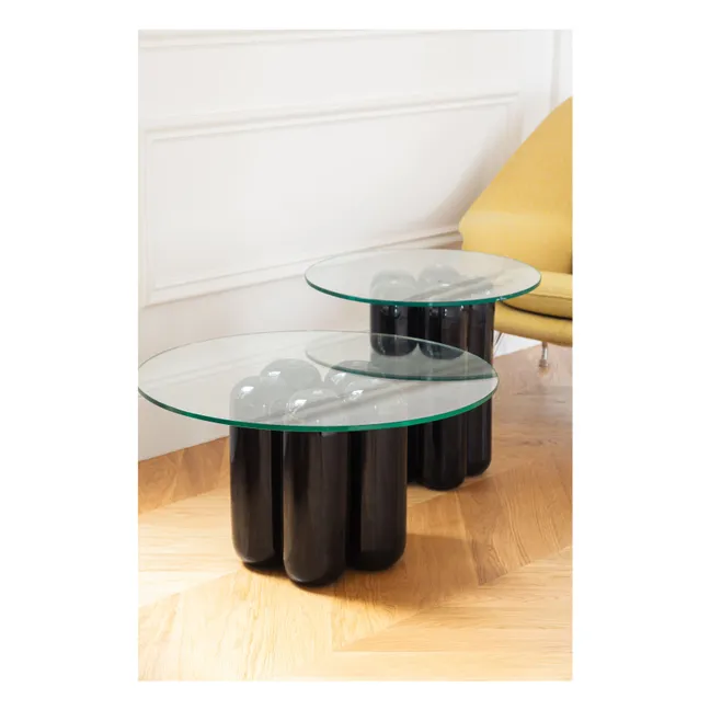Table d'appoint avec plateau en verre | Noir