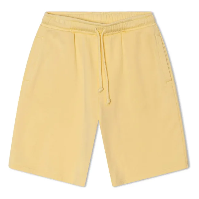 Pantalón corto liso de algodón ecológico | Amarillo palo