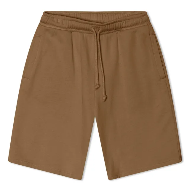 Pantalón corto liso de algodón ecológico | Marrón