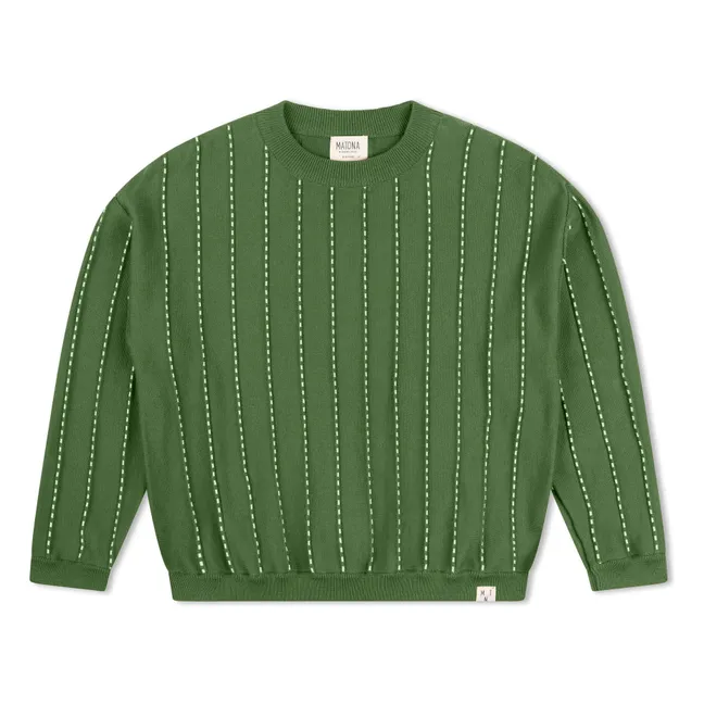 Striped Organic Cotton Sweater | Green