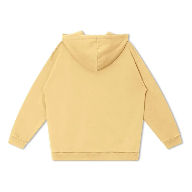 Organic cotton hooded zip sweatshirt | Pale yellow