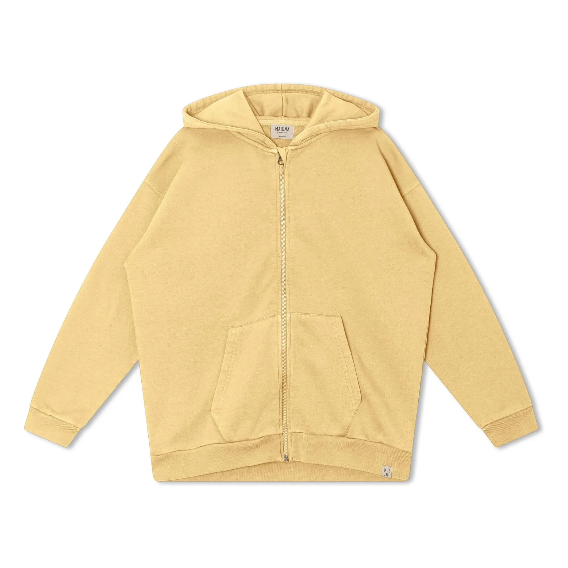 Matona Pale Yellow Organic Cotton Hooded Zip Sweatshirt