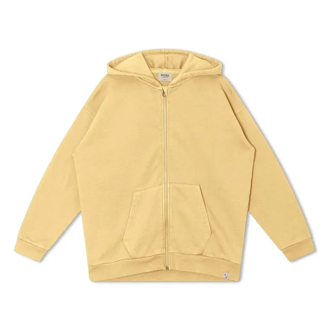 Organic cotton hooded zip sweatshirt | Pale yellow
