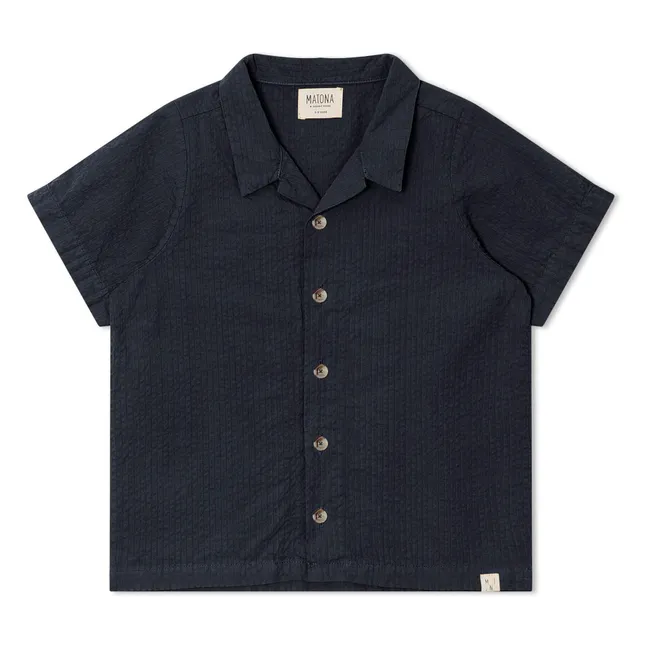 Camisa lisa de algodón ecológico | Azul Marino