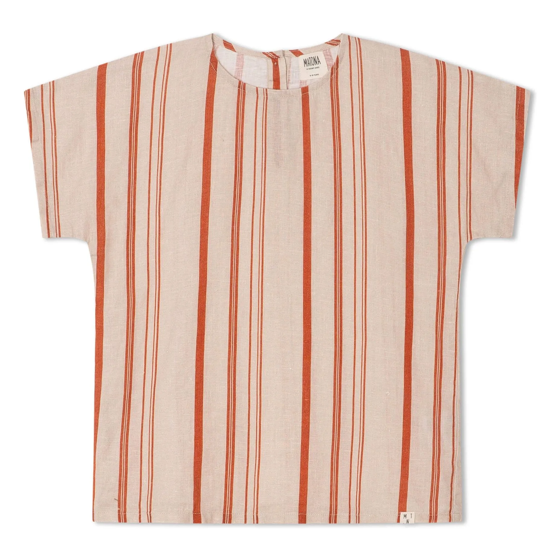 Matona Off White Easy Striped Linen T-Shirt