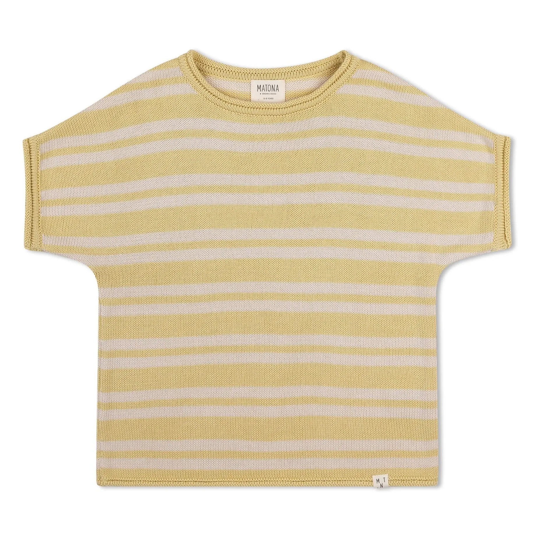 Matona Pale Yellow Striped Organic Cotton Fine Knit T-Shirt