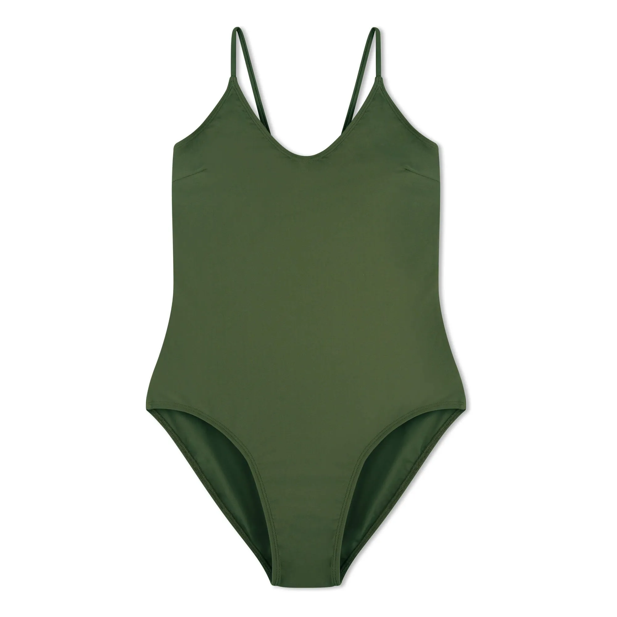 Maillot 1 pièce Col V Fibres Recyclées | Vert sapin- Image produit n°0