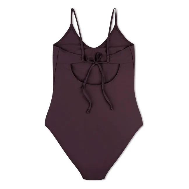 Maillot 1 pièce Col V Fibres Recyclées | Aubergine