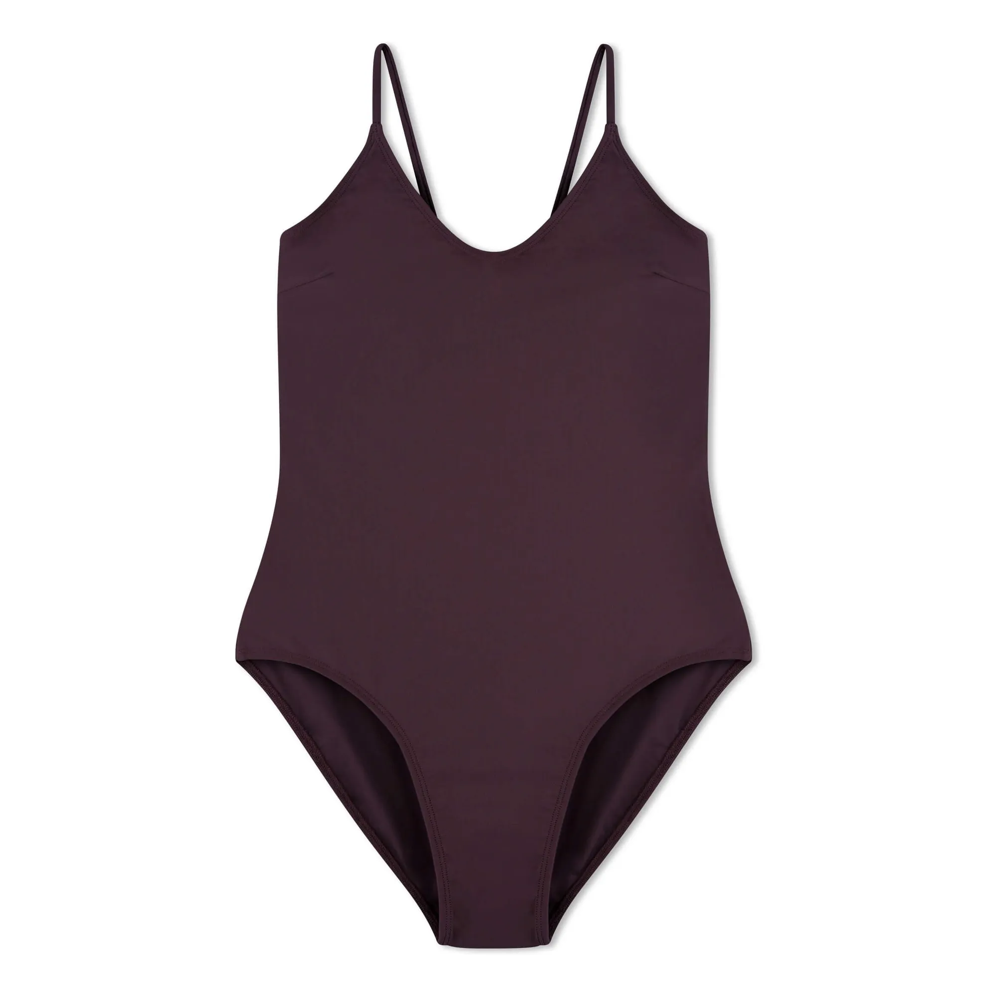 Maillot 1 pièce Col V Fibres Recyclées | Aubergine- Image produit n°0