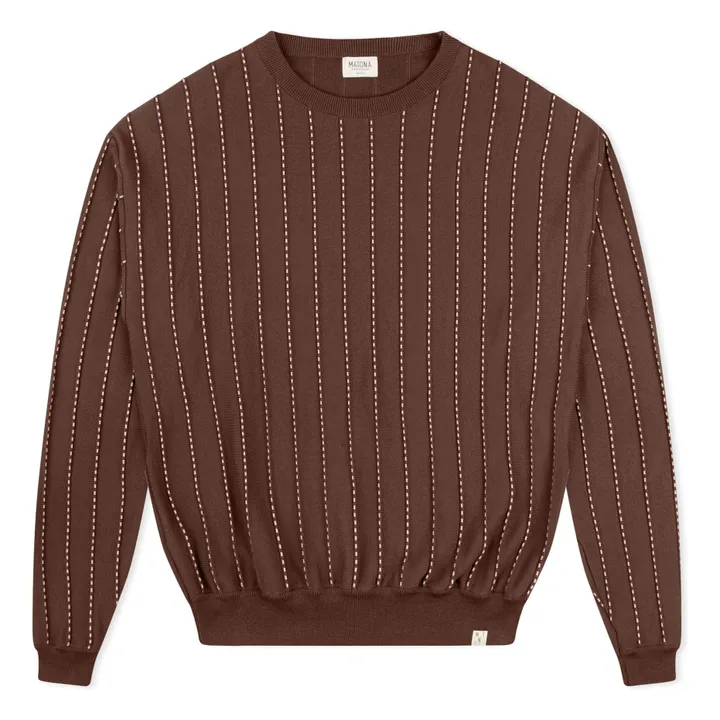 Striped Organic Cotton Field Sweater | Brown- Product image n°0