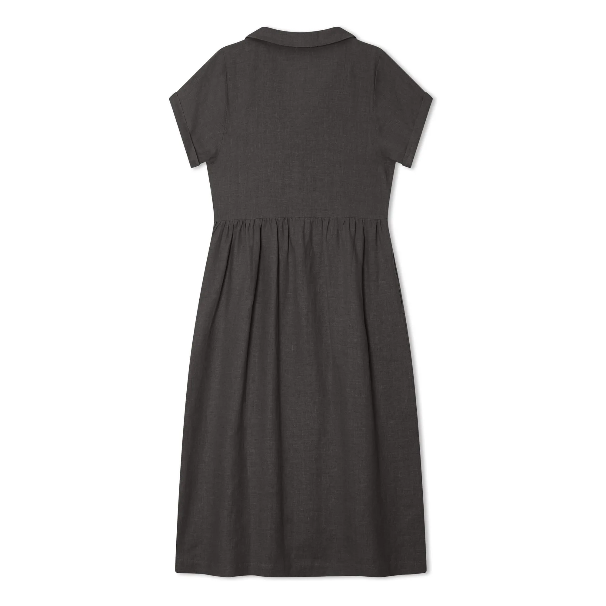 Robe Chemise Mi-Longue Lin | Noir- Image produit n°3