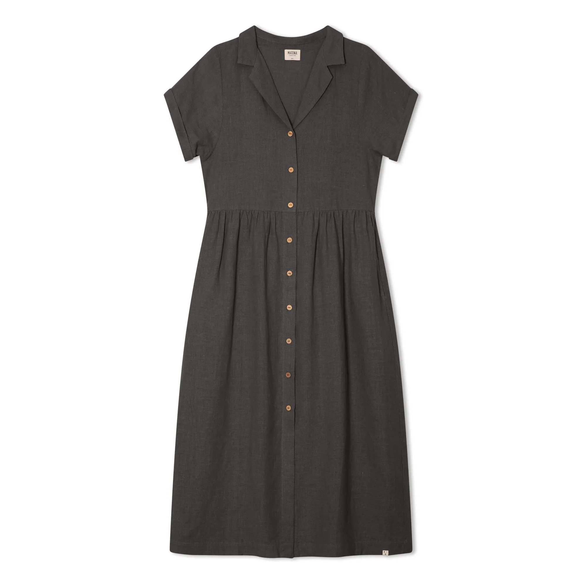 Robe Chemise Mi-Longue Lin | Noir- Image produit n°0