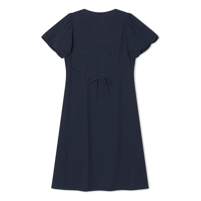 Mi-Long Organic Cotton Dress | Navy blue