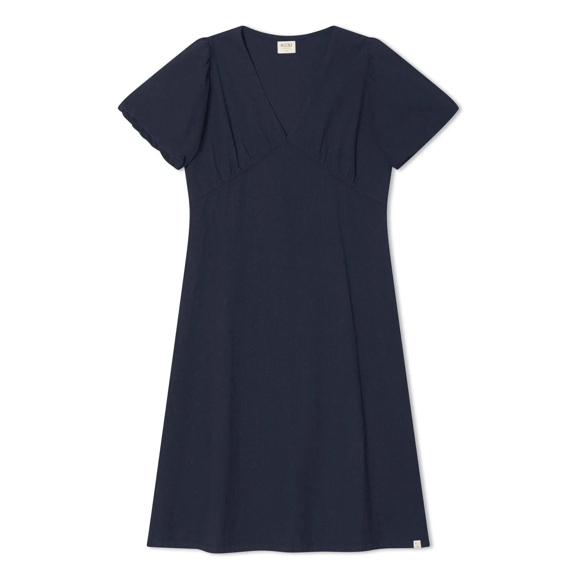 Matona Navy Blue Mi-Long Organic Cotton Dress