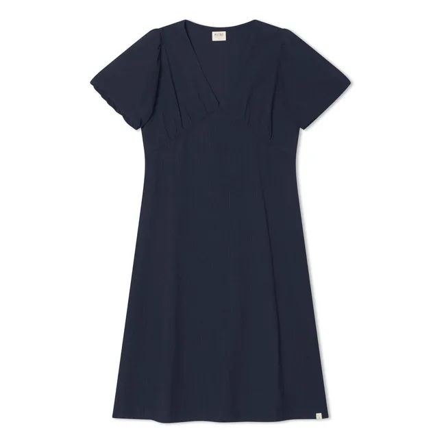 Mi-Long Organic Cotton Dress | Navy blue