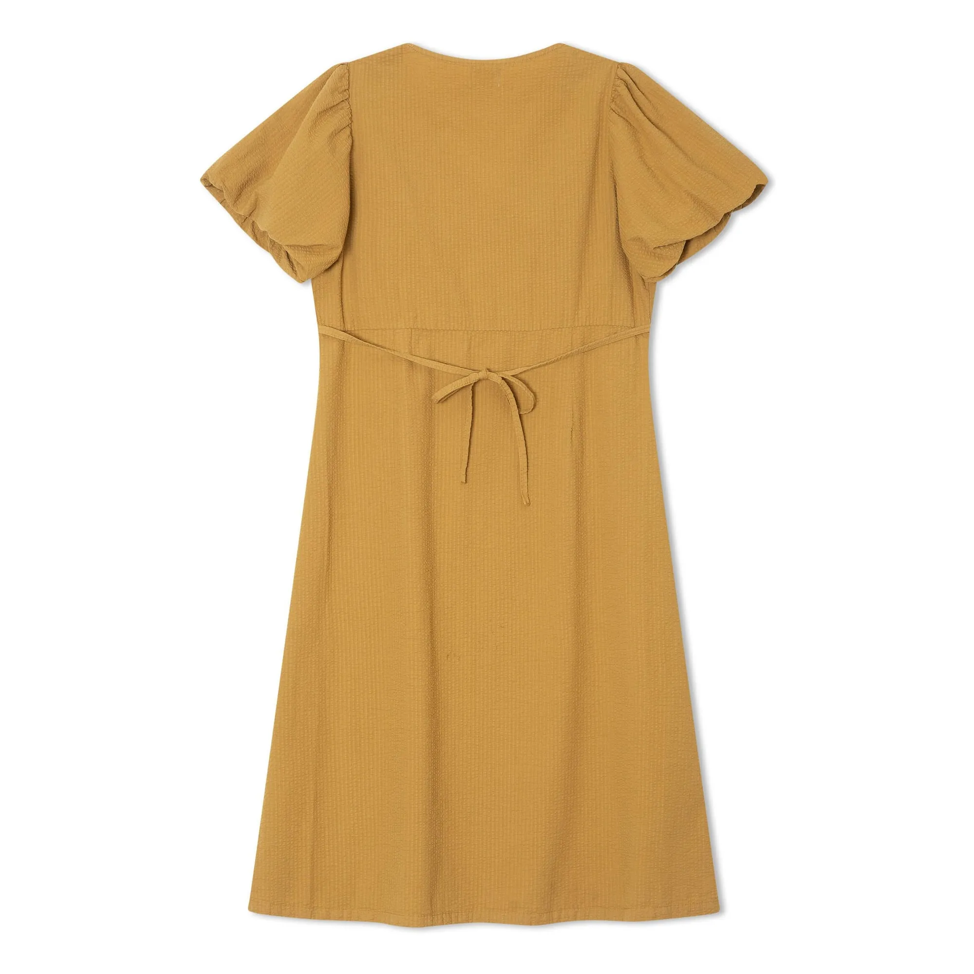 Robe Mi-Longue Coton Bio | Jaune moutarde- Image produit n°3