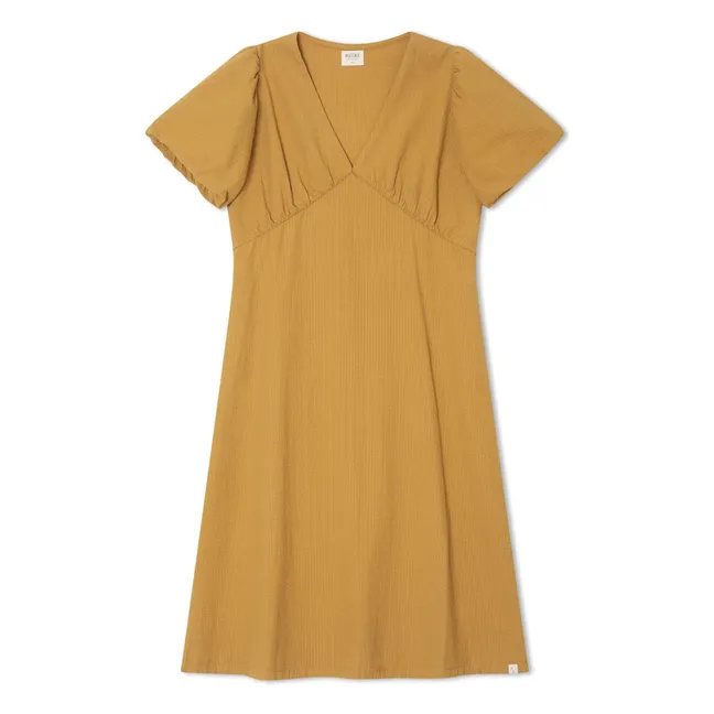 Robe Mi-Longue Coton Bio | Jaune moutarde