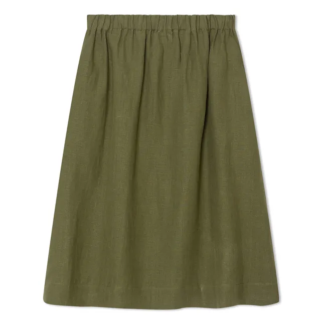 Jupe Mi-Longue Lin | Olive