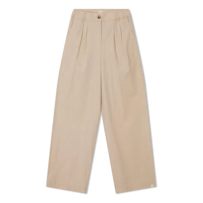 Pantalón plisado liso de algodón orgánico | Arena
