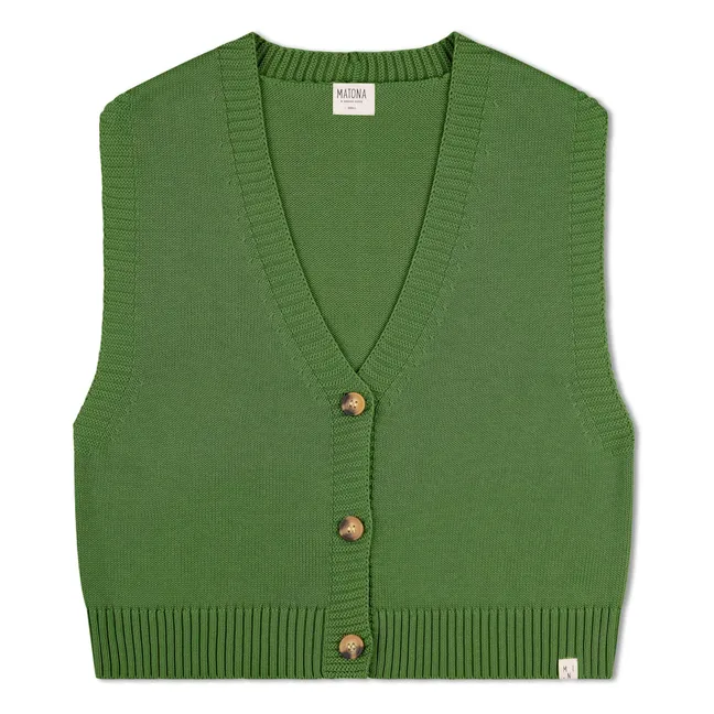 Gilet Sans Manches Boxy Coton Bio | Vert