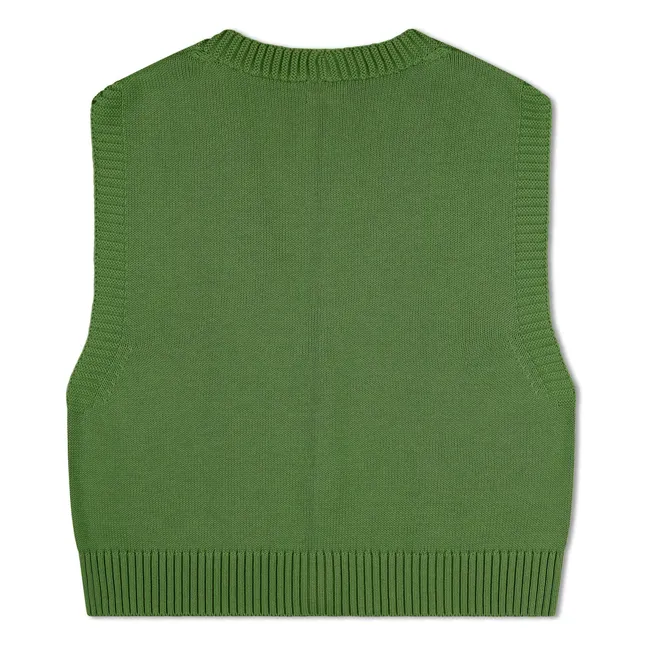 Gilet Sans Manches Boxy Coton Bio | Vert