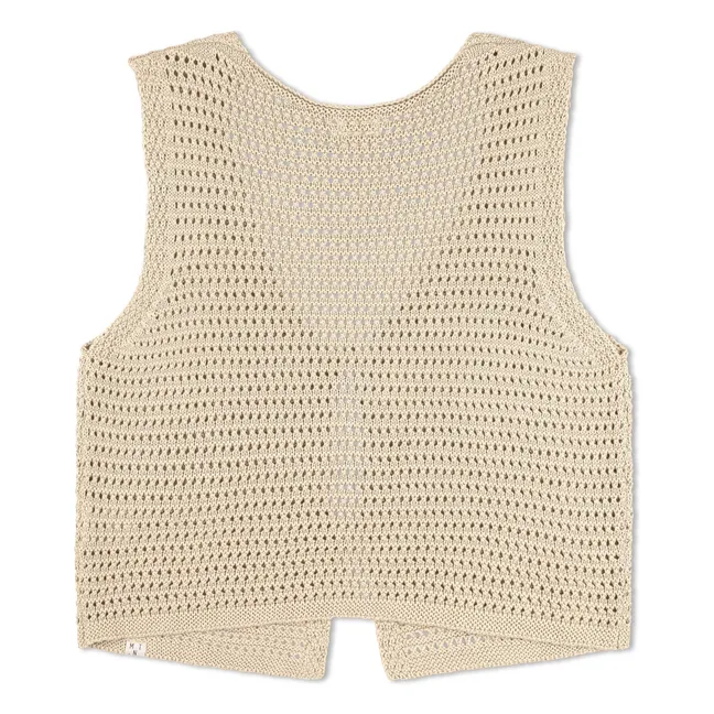 Gilet Sans Manches Noué Coton Bio | Crème