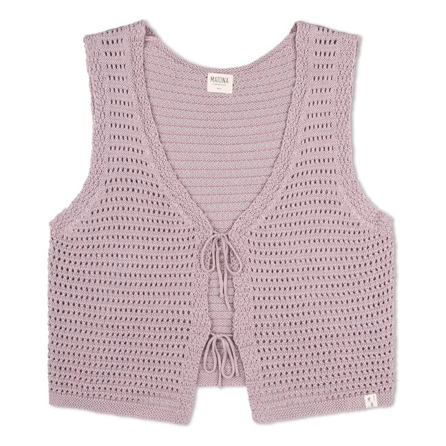 Gilet senza maniche in cotone biologico annodato | Lavanda