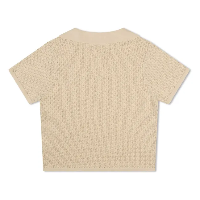 Polo Pointelle de algodón orgánico | Crema