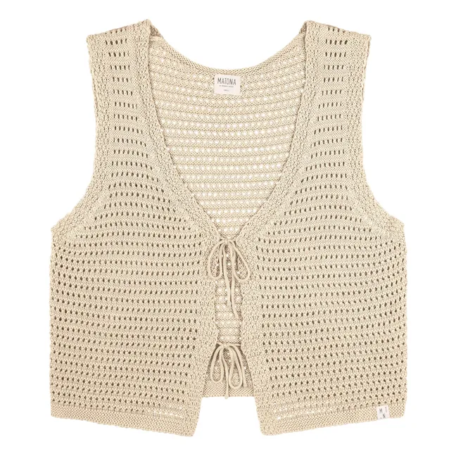 Sleeveless Knotted Organic Cotton Vest | Cream