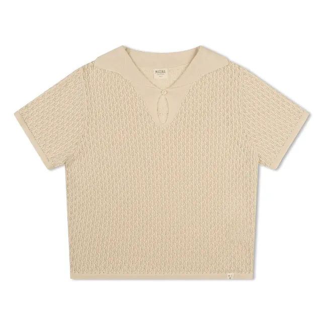 Polo Pointelle de algodón orgánico | Crema